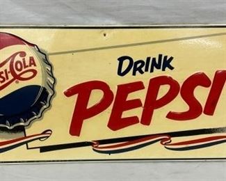 1952 EMB. DRINK PEPSI SIGN W/ CAP
