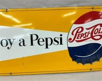 PORC. "ENJOY" PEPSI COLA SIGN W/ CAP
