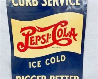 EARLY EMB. PEPSI DOUBLE DOT CURB SIGN