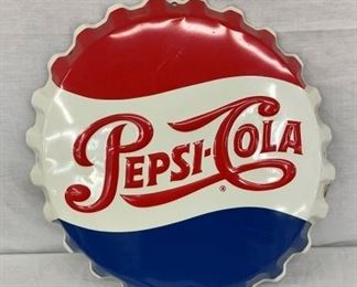 1966 EMB. 18IN PEPSI COLA CAP SIGN