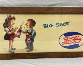EARLY FRAMED PEPSI DOUBLE DOT AD
