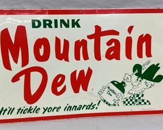 1965 DRINK MOUNTAIN DEW SIGN W/ WILLIE