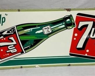 1951 PORC. 7UP SIGN W/ BOTTLE