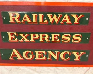 3PC. RAILWAY EXPRESS AGENCY SIGN