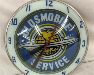 15IN DOUBLE BUBBLE OLDSMOBILE CLOCK