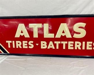 EMB. 1938 ATLAS TIRE/BATTERIES SIGN