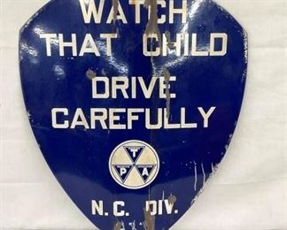 PORC. WATCH THAT CHILD NC SHIELD SIGN
