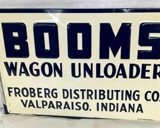 NOS EMB. BOOMS WAGON UNLOADER SIGN