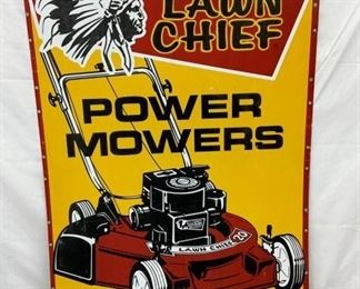LAWN CHIEF MOWERS DEALER SIGN W/CHIEF