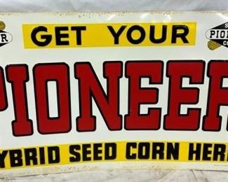 OLD STOCK EMB. PIONEER SEED DEALER SIGN