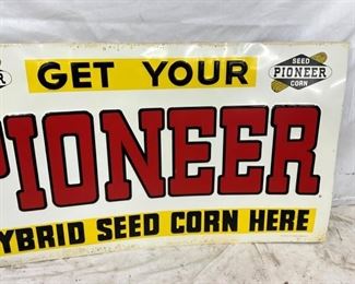 OLD STOCK EMB. PIONEER SEED DEALER SIGN