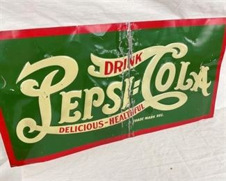 EARLY EMB. PEPSI COLA DOUBLE DOT SIGN