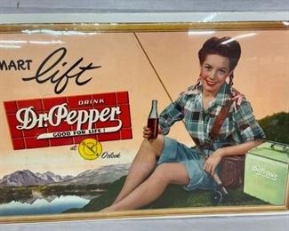 DR. PEPPER CARDBOARD W/ FISHING LADY