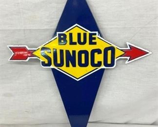 OLD STOCK PORC. BLUE SUNOCO PUMP PLATE