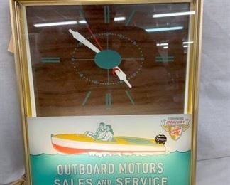 LIGHTUP OUTBOARD MOTOR CLOCK W/ BOAT