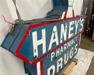 HANEYS PHARMACY DRUGS NEON CAN SIGN