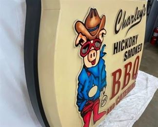 EMB. BBQ SIGN W/ PIG AND BRACKETS