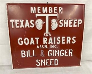 EMB. TEXAS SHEEP/GOAT RAISERS SIGN