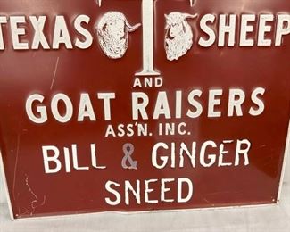 EMB. TEXAS SHEEP/GOAT RAISERS SIGN