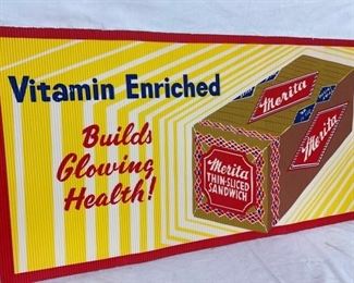 NOS CORIGATED CB MERITA BREAD SIGN