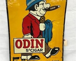 EMB. 5CENT ODIN CIGAR SIGN