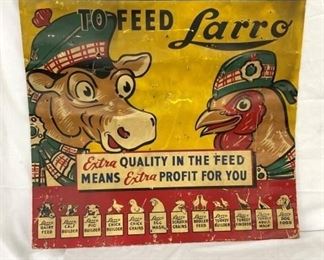 EARLY LARRO FEEDS CARDBOARD SIGN