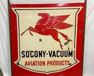 RARE PORC. SOCONY AVIATION SIGN W/ PEGASUS