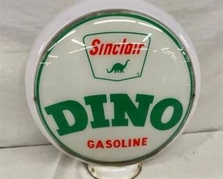 ORIG. SINCLAIR MILKGLASS GLOBE W/ DINO