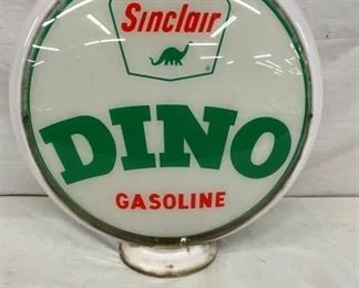 ORIG. SINCLAIR MILKGLASS GLOBE W/ DINO