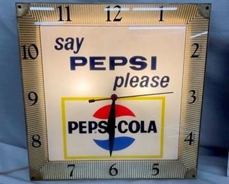 16IN SAY PEPSI PLEASE LIGHTED CLOCK