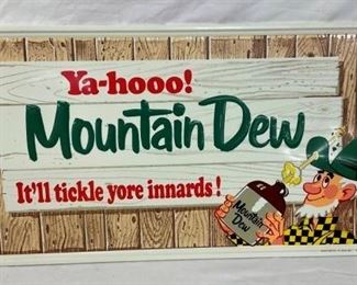 NOS 1966 MOUNTAIN DEW SIGN W/ WILLIE