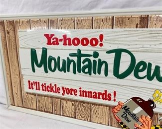 NOS 1966 MOUNTAIN DEW SIGN W/ WILLIE