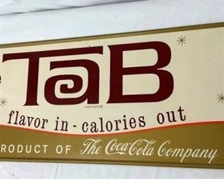 TAB COLA SIGN PRODUCT OF COCA COLA