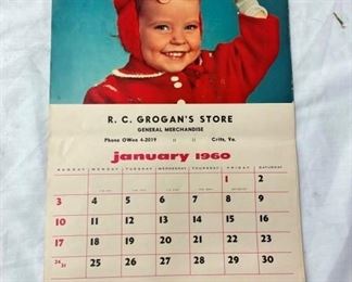 1960 RC GROGANS STORE CALENDAR