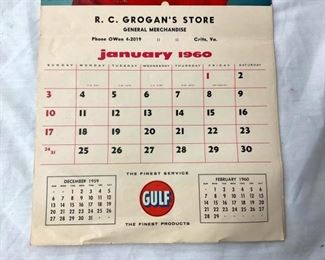 1960 RC GROGANS STORE CALENDAR