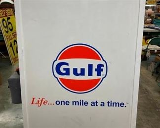 METAL GULF SIGN SELF FRAMED 46X72