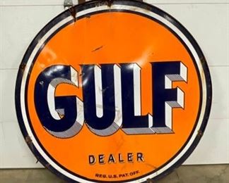 PORC. 6FT. GULF DEALER SIGN W/FRAME 