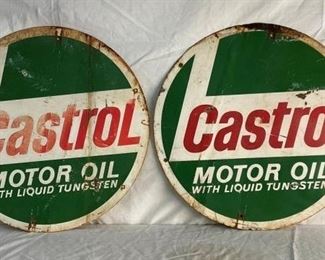 (2) 24IN. CASTROL MOTOR OIL SIGNS 