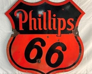 1955 PORC. DS PHILLIPS 66 SHEILD SIGN 