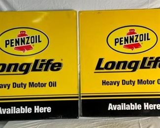 (2) EMB. PENNZOIL SELF FRAMES SIGNS 