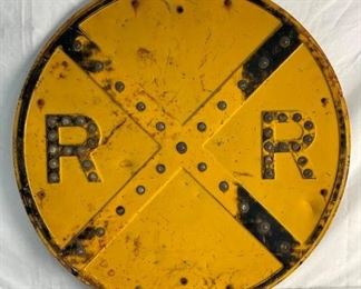 EMB. RR CROSSING SIGN W/CAT EYES 