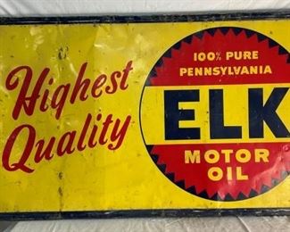 1949 ELK MOTOR OIL SELF FRAMED SIGN 