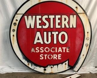 2 PIECE PORC. WESTERN AUTO NEON SIGN 