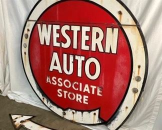 RIGHTSIDE 2PC. PORC. WESTERN AUTO NEON SIGN 