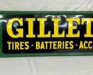 73X19 EMB. GILLETTE TIRES SIGN 