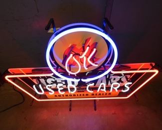 OK USED CARS 3 COLOR NEON SIGN