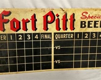 1949 DS FORT PITT BEER SCOREBOARD SIGN 
