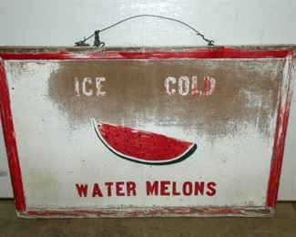ICE COLD WATER MELON WOODEN SIGN 48X33