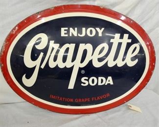 1952 GRAPETTE SODA CONVEX SIGN