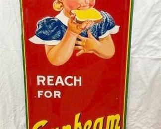1953 EMB. SUNBEAM BREAD SIGN W/GIRL